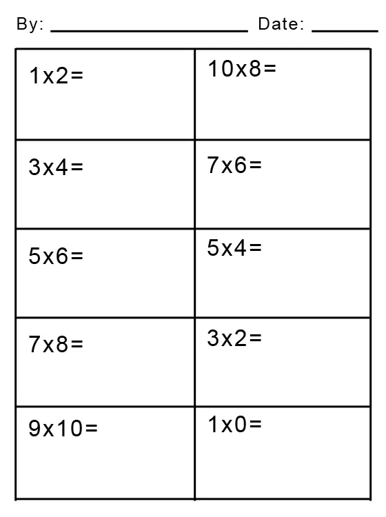 Easy Multiplication Math Worksheets