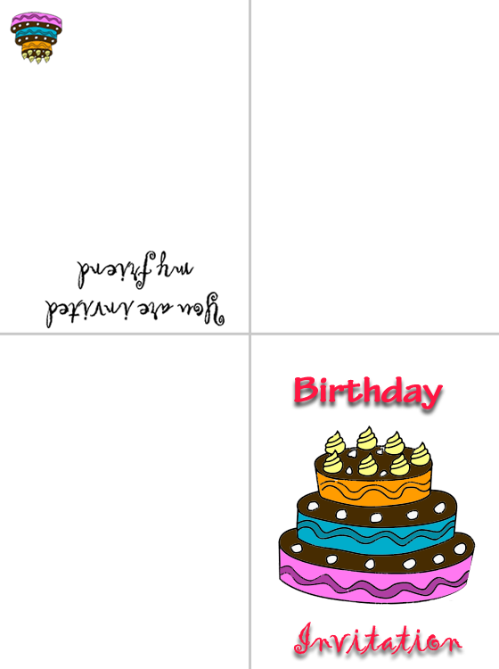 Printable Birthday Cake Invitation