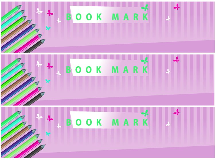 Purple and Green Colored Pencils Printable Bookmarks