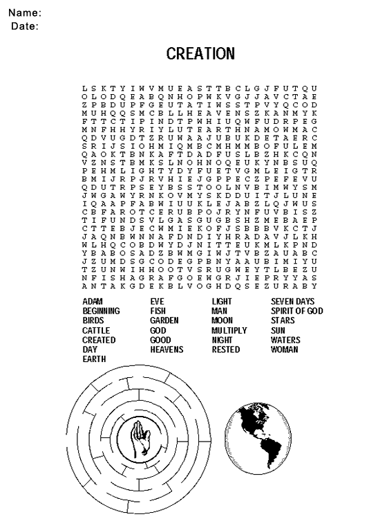 Printable Word Search Church Worksheets