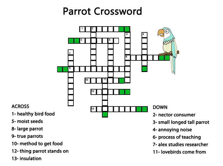 Parrot Crossword Printable Games
