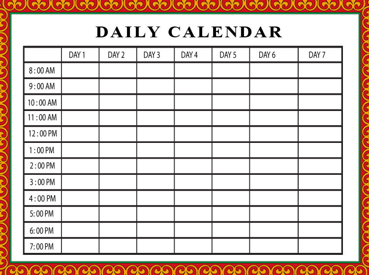 Printable Free Daily Calendar