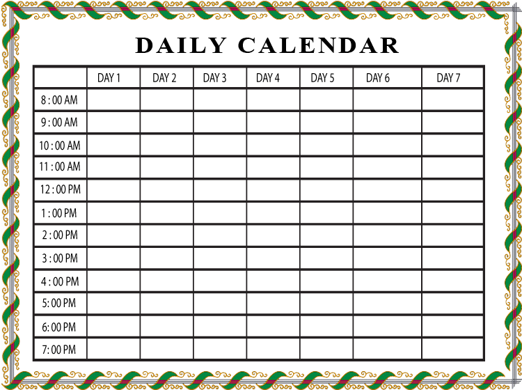 Printable Daily Calendars
