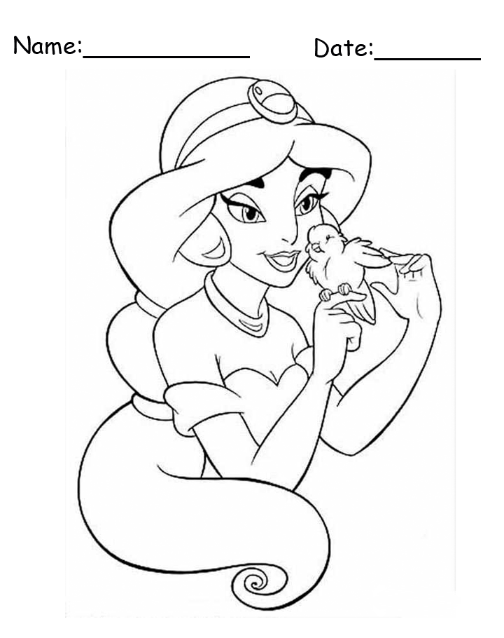 Princess Jasmine Printable Coloring Pages