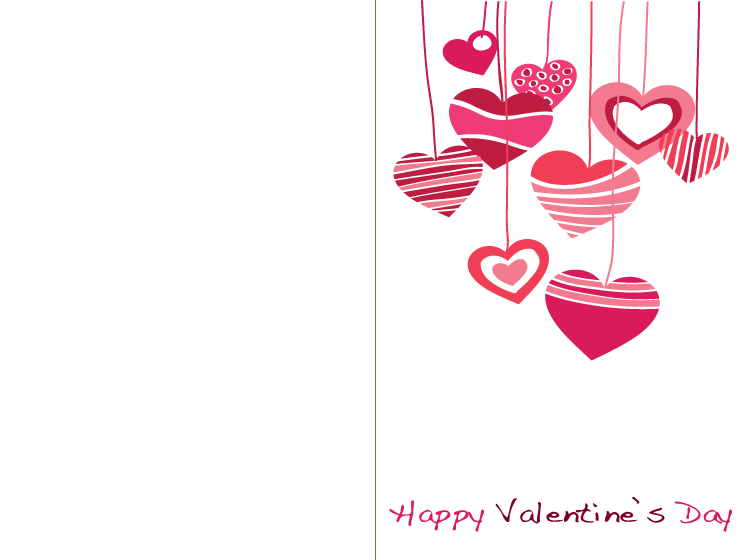 Printable Cascading Hearts Valentines Day Cards