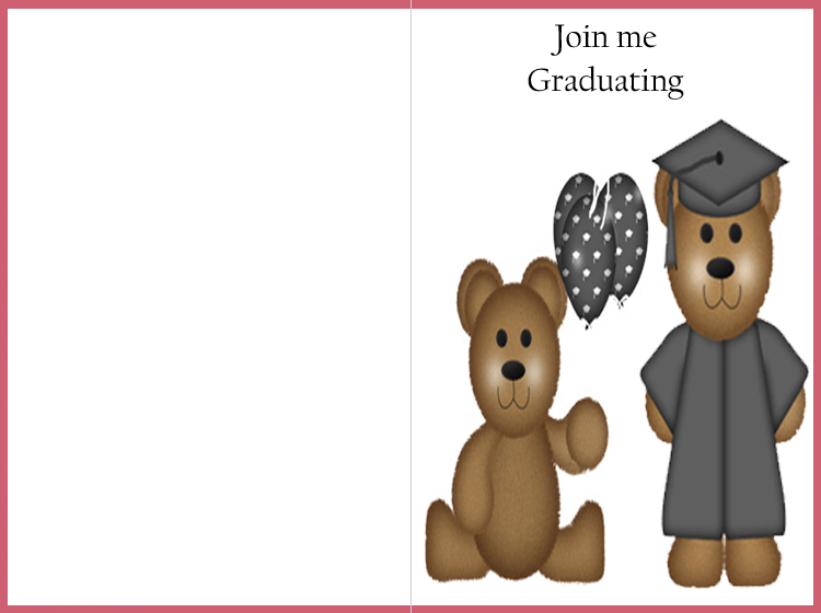 Join Me Graduating Bear Printable Graduation Invitation
