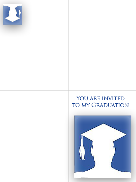 Printable Blue Cap Graduation Invitations