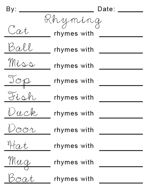 Rhymes With What? Kids Worksheets