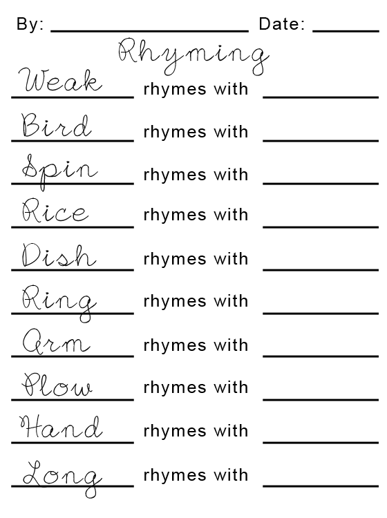 What Can We Rhyme With? Printable Worksheets