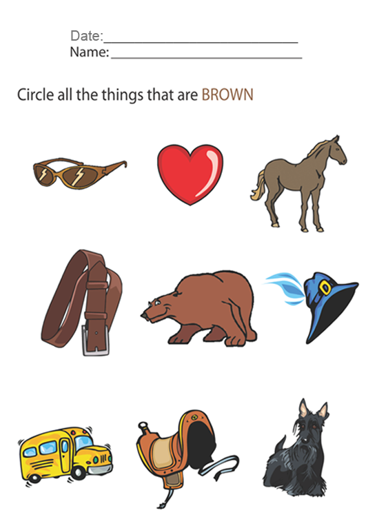Color Brown Lesson Printable Worksheets