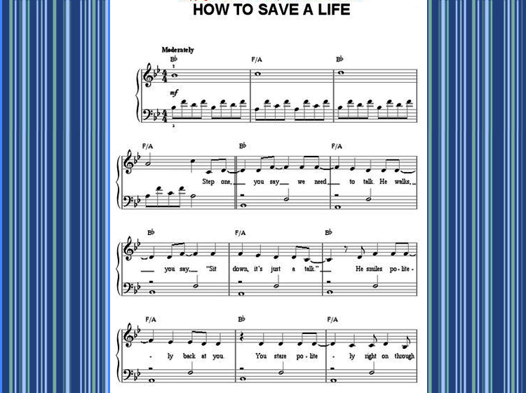 How to Save a Life Piano Music