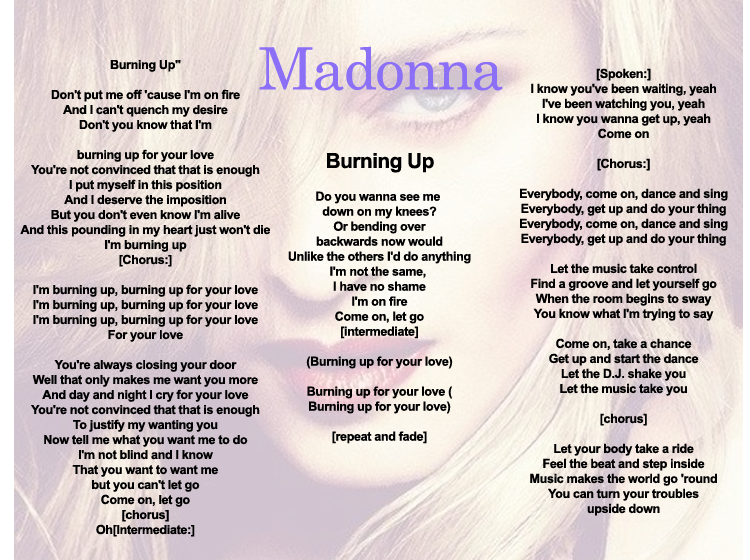 Printable Burning Up Sheet Music