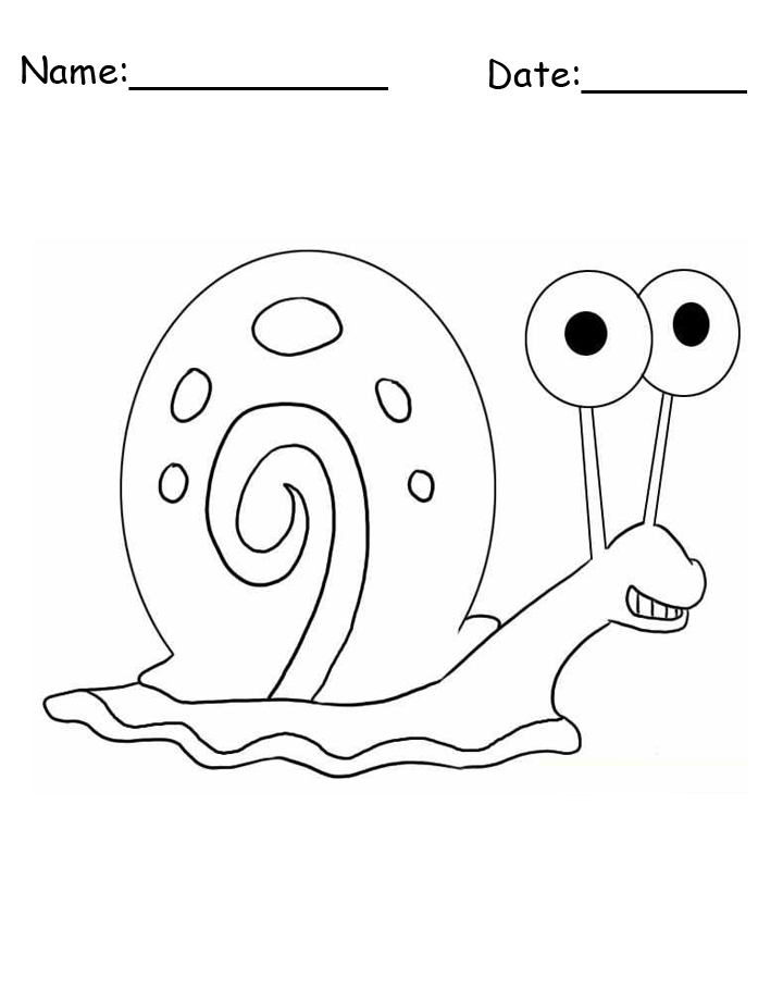 Gary the Snail SpongeBob Printable Coloring Pages