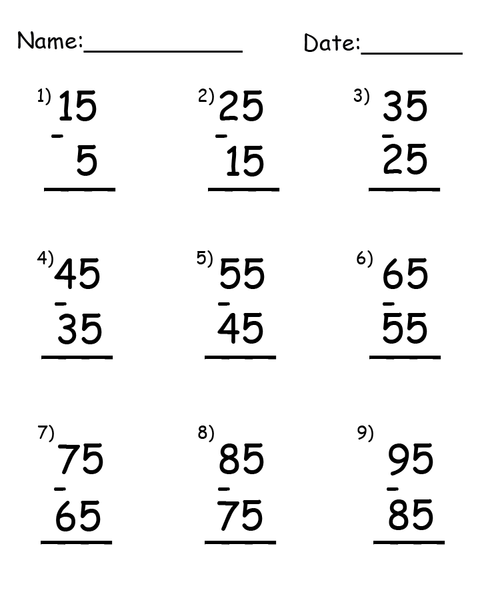 Printable Subtraction Worksheets
