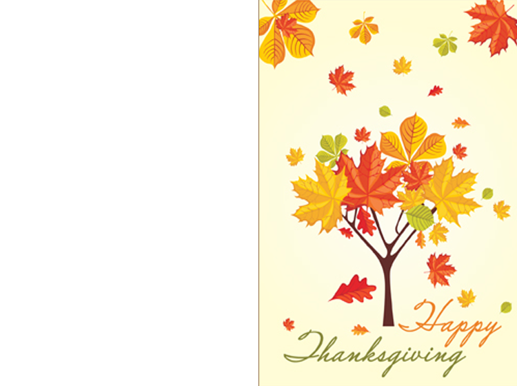 Printable Falling Leaves Happy Thanksgiving Card