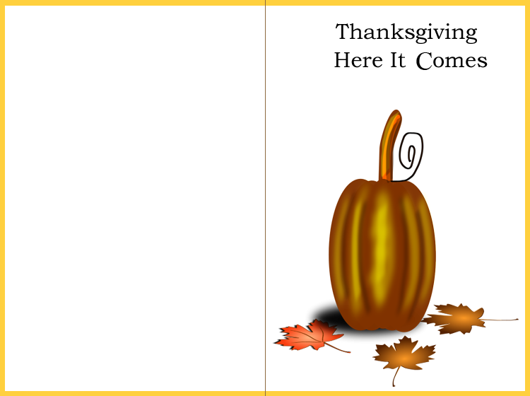 Yellow Border Pumpkin Thanksgiving Card