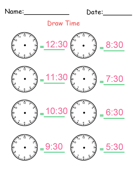 Printable Identify The Time Worksheets