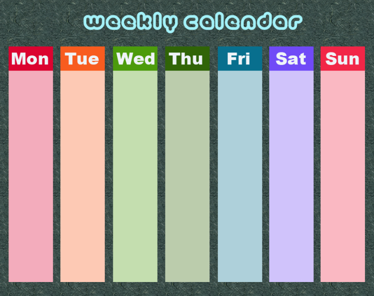 Printable Textured Weekly Calendar