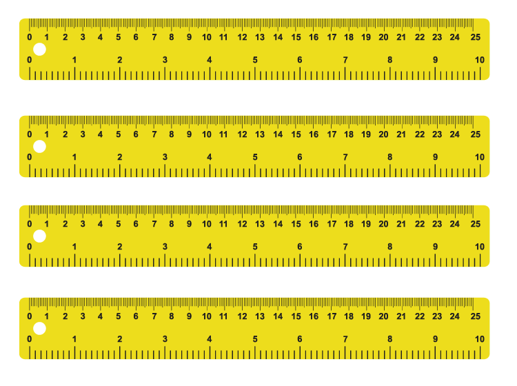 Yellow Printable Rulers