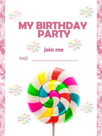 Pink Birthday Party Invitation Card