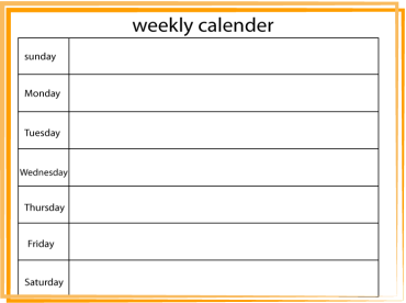 Orange Lined Border Weekly Calendar