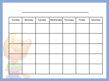 Printable Blue Blank Calendar