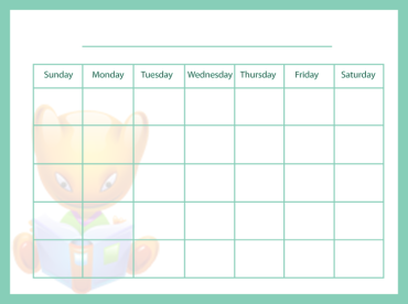 Printable Green Blank Calendar