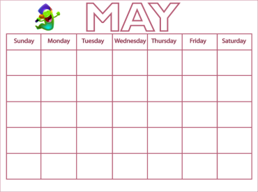 Purple Graduation Blank Worm Printable Calendar