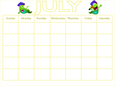 Yellow Graduation Blank Worm Printable Calendar