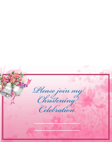 Pink Floral Printable Christening Invitation Crosswise