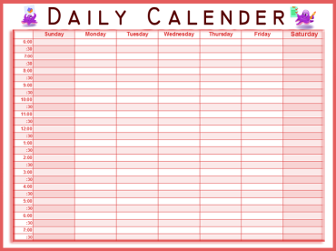 Printable Red Daily Calendars