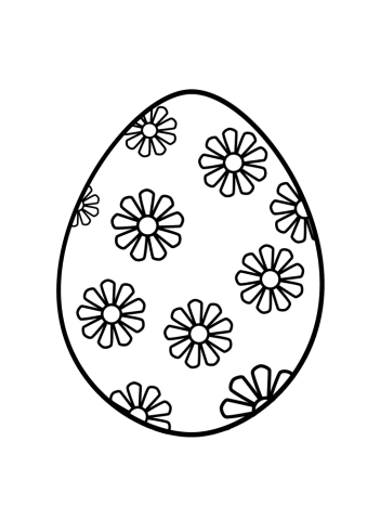 Coloring Page Easter Egg multiple flowers