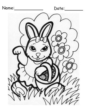 Happy Girl Rabbit Easter Printable Coloring Pages