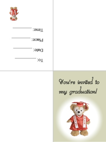 Printable Bear Graduation Invitations