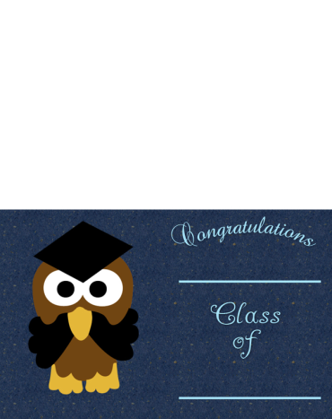 Printable Dark Blue Owl Graduation Invitations