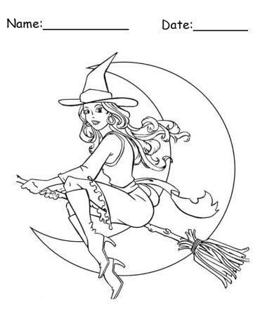 Witch Printable Halloween Coloring Page