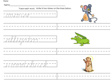 Printable Cursive Lessons Worksheet