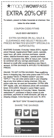 Printable Macy's Wow Pass Coupon