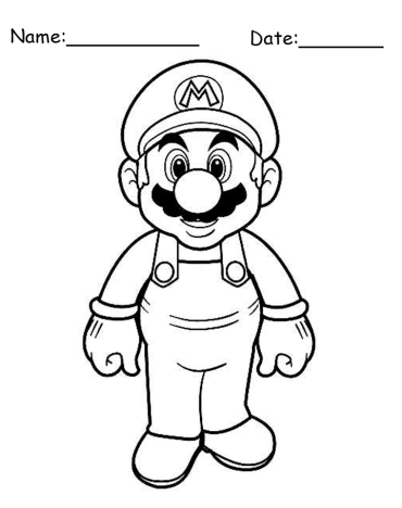 Standing Mario Printable Coloring Pages
