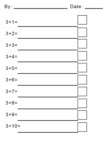 Adding by Threes Printable Worksheets