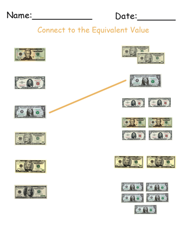 Connecting Money Printable Worksheets