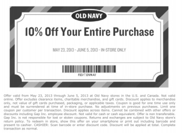 Printable Old Navy Coupon
