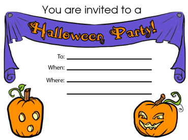 Purple Banner Printable Halloween Party Invite