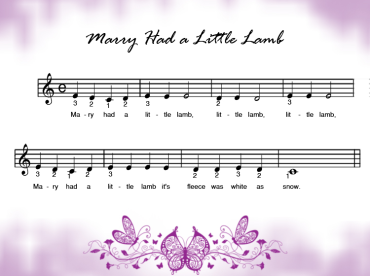 Printable Mary Had a Little Lamb Piano Music