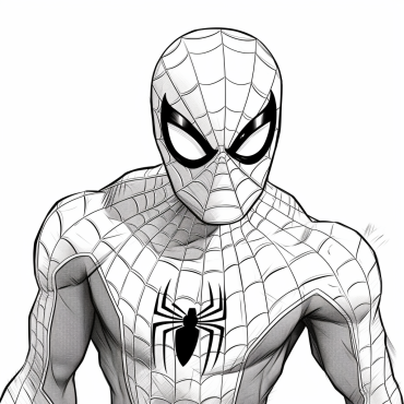 Spiderman closeup coloring Page