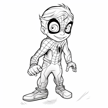 Spiderman Coloring as a Child, little kid coloring Page