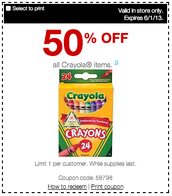 Printable Staples Crayola Coupon