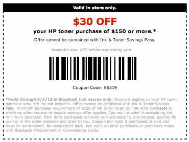 Printable Staples Ink Coupon