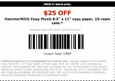 Printable Staples Paper Coupon