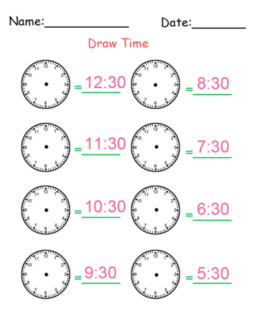 Printable Identify The Time Worksheets